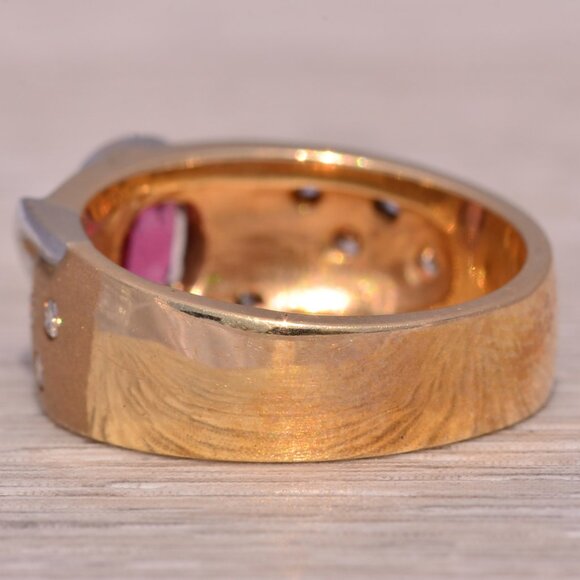 Pink Tourmaline and Diamond Ring in 14K White and Yellow Gold - Picture 3 of 10